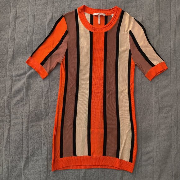 Scotch & Soda Orange Knit Striped Top Sz Small - Picture 3 of 16